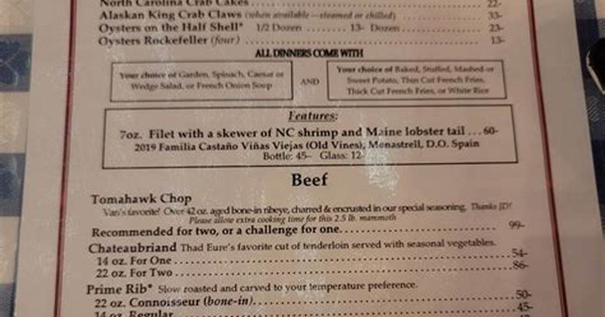 Angus Barn Menu Evolution How Raleigh S Historic Steakhouse Has Adapted Its