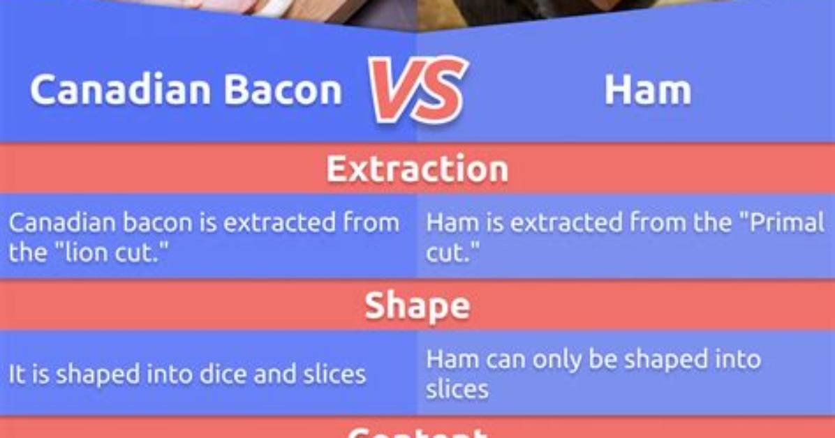 Canadian Bacon vs Ham Side by Side Texture Fat And