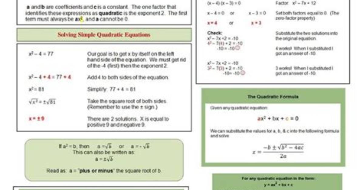 Edgenuity Quadratic Functions Complete Study Guide Formulas Solved Examples And