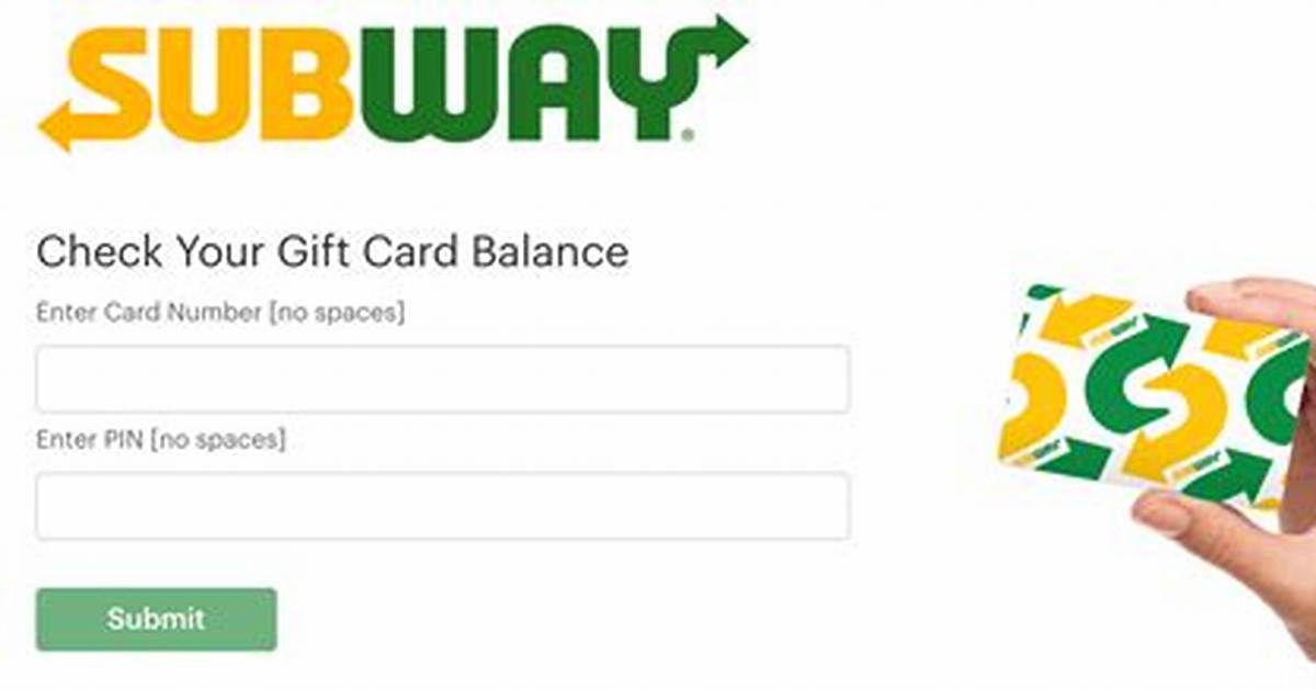 How to Check Your Subway Gift Card Balance Online by Phone or In