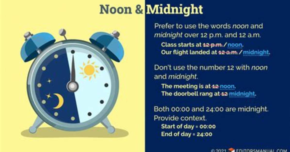Is 12 Pm Noon or Midnight Official Standards Fact Check the 12