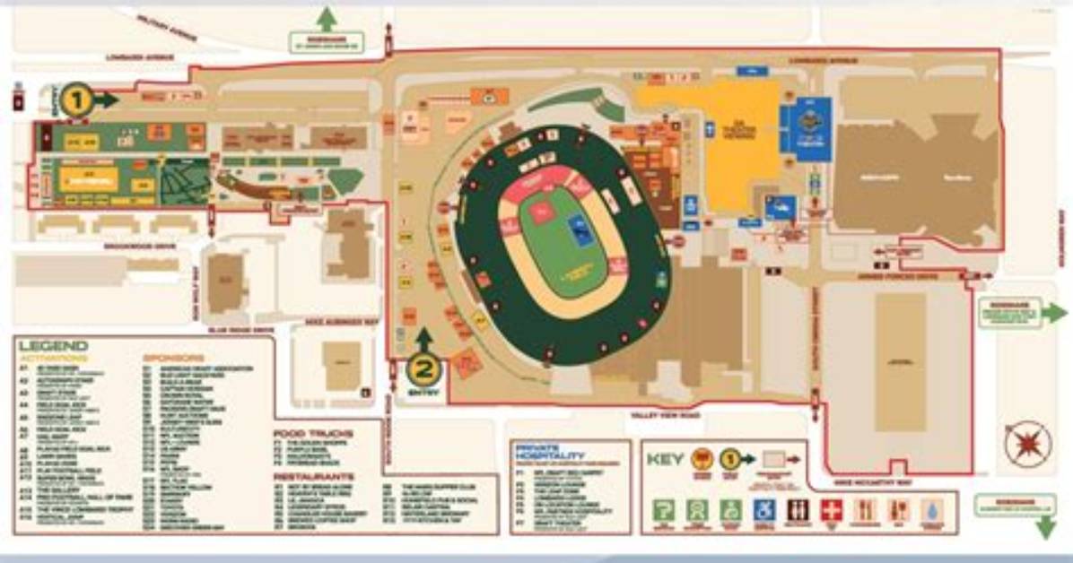 Lambeau Field Gameday Layout Modern Gate Access and Stadium Map