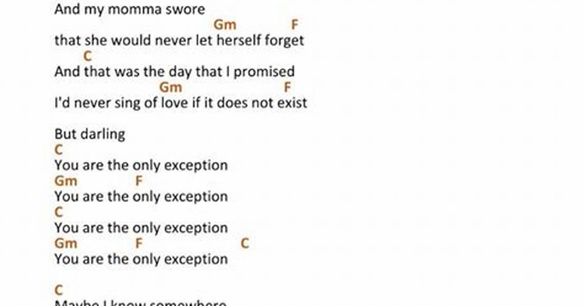 You Are the Exception Chords Lyrics the Ultimate Guitar